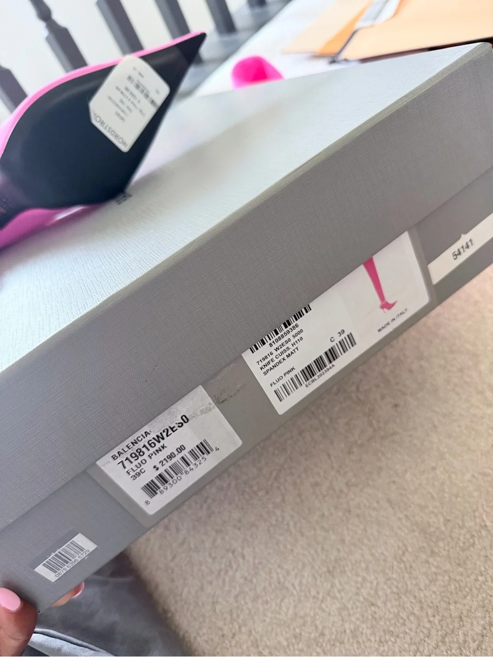 Balenciaga Knife Hot Pink Pointed Toe Stiletto Knee-High Boots size 39